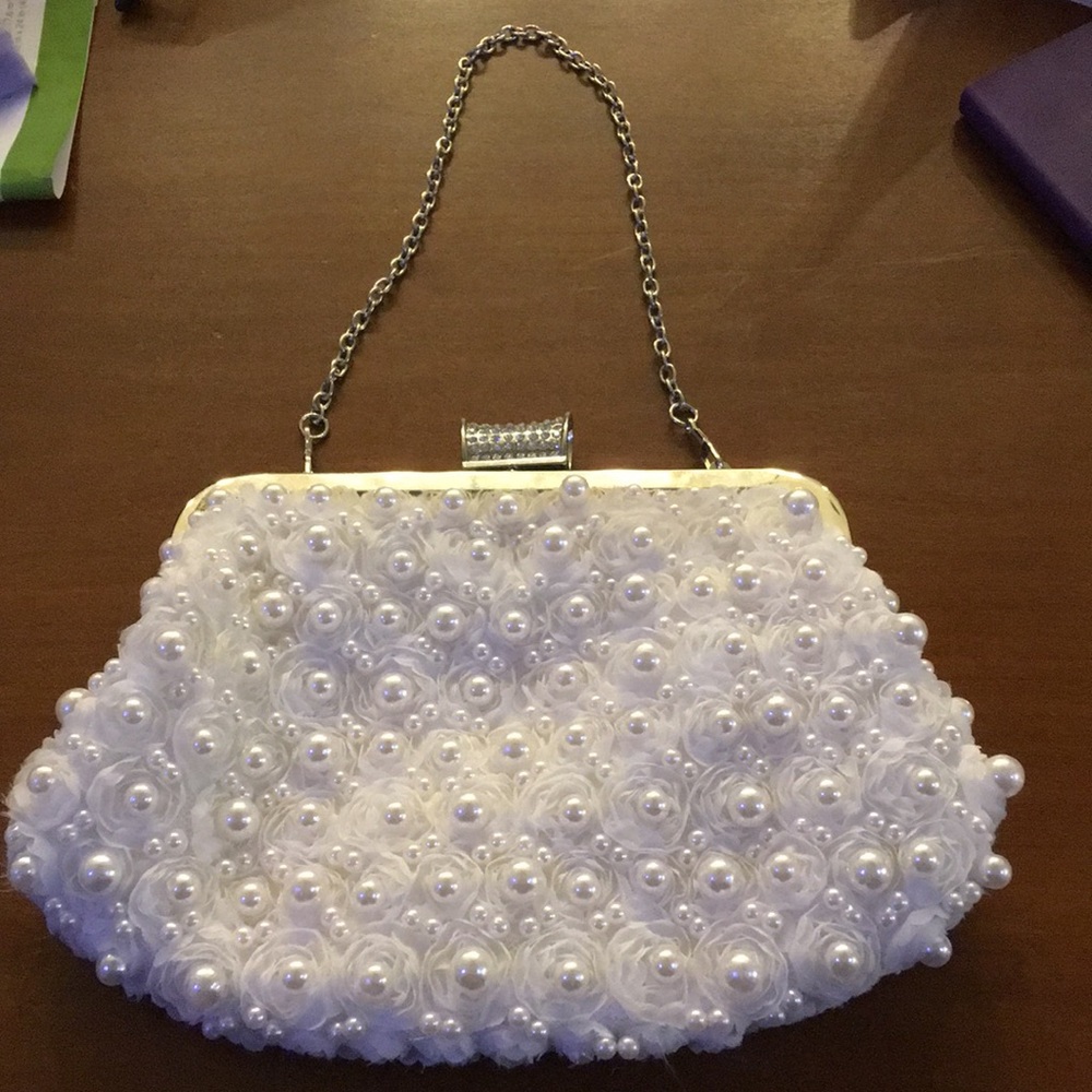 Pearl clutch evening bag